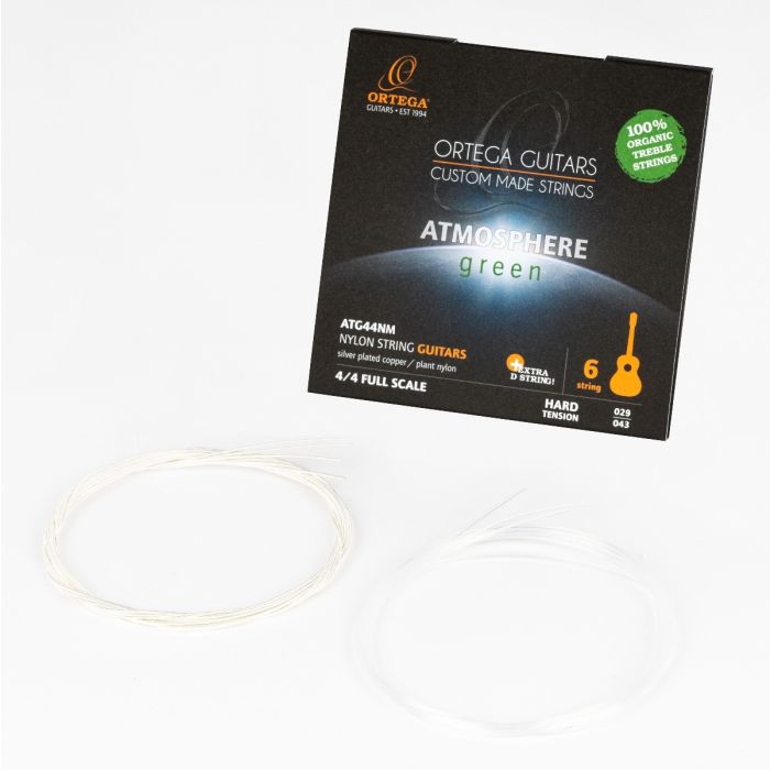 Ortega Atmosphere Green Nylon Classical Guitar Strings - Normal Tension - 100% Plant-Based Treble Strings - Made in Italy