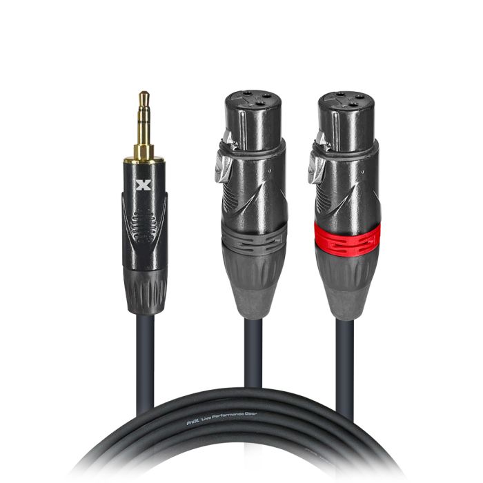 Prox PRXCCMXF5X10 10PCS 5 Ft. Unbalanced 3.5mm Mini TRS-M to Dual XLR-F High Performance Audio Y Cable