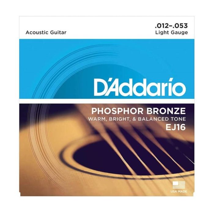 D'Addario EJ16 Phosphor Bronze Light Acoustic Strings .012-.053