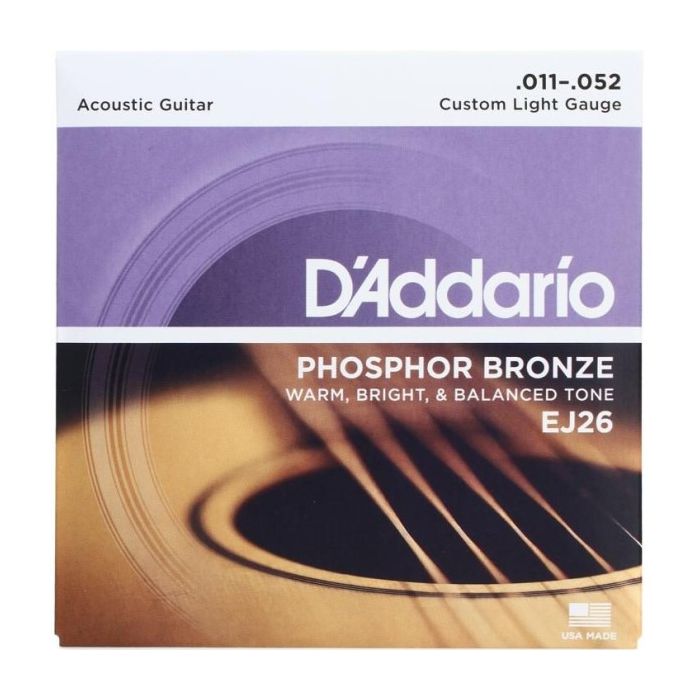 D'Addario EJ26 Phosphor Bronze Custom Light Acoustic Strings .011-.052