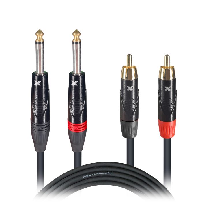 Prox PRXCDPR03X10 10PCS 3' Ft. High Performance 1/4 Male TS  to Dual RCA Male Unbalanced Audio Cable