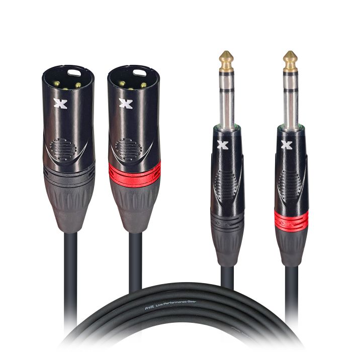 Prox PRXCDSXM05X10 10PCS 5 Ft. Balanced Dual 1/4" TRS-M to Dual XLR3-M High Performance Audio Cable