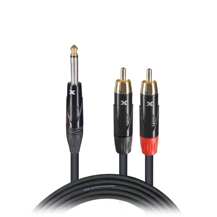 Prox PRXCPYR03X50 50PCS 3 Ft. Unbalanced 1/4" TS-M to Dual RCA-M High Performance Audio Y Cable