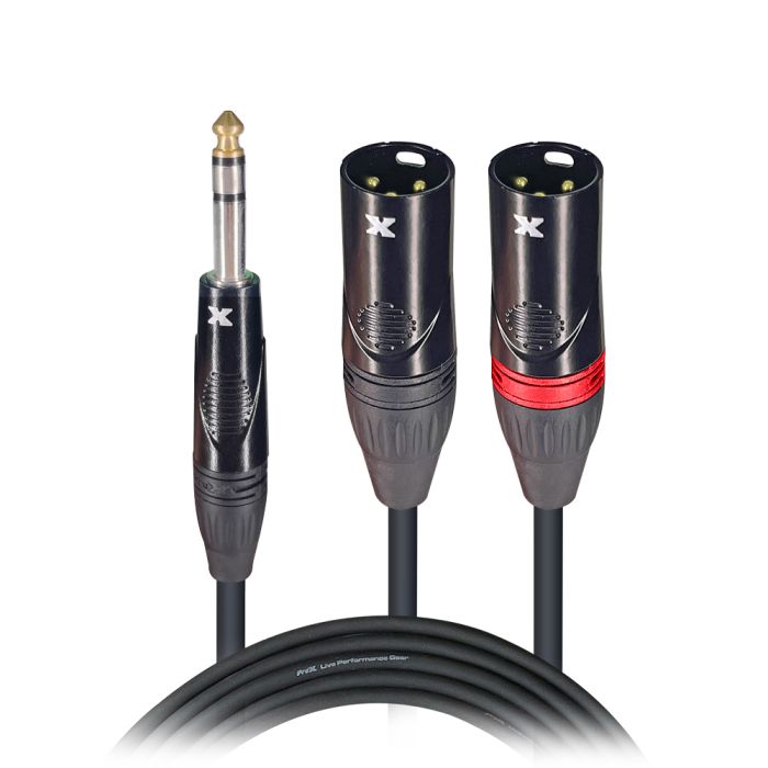 Prox PRXCSYXM10X10 10PCS 10 Ft. 1/4" TRS-M Stereo to Dual XLR3-M High Performance Y Cable