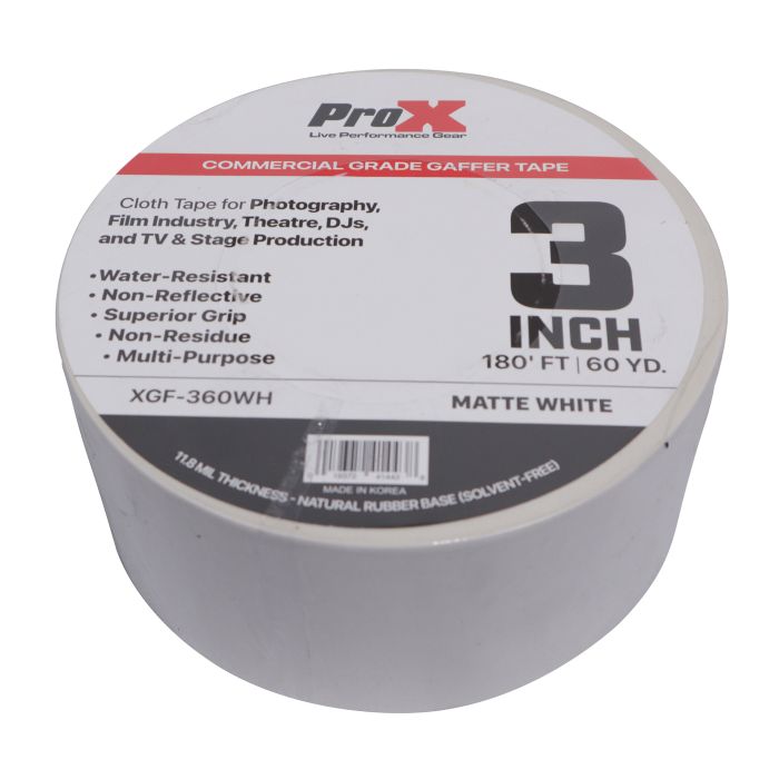 Prox PRXGF360WX12 12PCS 3 Inch 180FT 60YD Matte White Commercial Grade Gaffer Tape Pros Choice Non-Residue