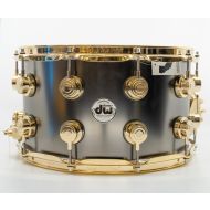DW Collector's Series Snare Drum - 8 x 14 inch - Satin Black Over Brass with Gold Hardware