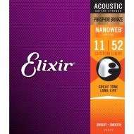 Elixir Strings 16027 Nanoweb Phosphor Bronze Acoustic Guitar Strings .011-.052 Custom Light