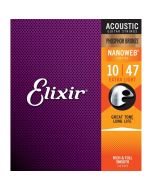 Elixir Strings 16002 Nanoweb Phosphor Bronze Acoustic Guitar Strings .010-.047 Extra Light