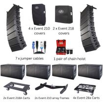 DAS (16) Event 210a with (4) Event218a subs with carts, covers, frame and Hoist 