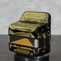 Settimio Soprani CASRIIITTFBLKFE 3-Row Diatonic Accordion - FBE/GCF 2-Tonos, Black/Gold