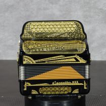 Settimio Soprani CASRIIITTFBLKFE 3-Row Diatonic Accordion - FBE/GCF 2-Tonos, Black/Gold