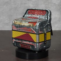 Settimio Soprani CAST5SWGRYOYSTFBE 3-Row Diatonic Accordion - FBbEb, Gray Oyster/Red