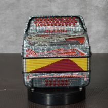 Settimio Soprani CAST5SWGRYOYSTFBE 3-Row Diatonic Accordion - FBbEb, Gray Oyster/Red