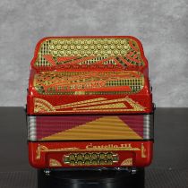 Settimio Soprani CASTIIITTRSPKGF 3-Row Diatonic Accordion - FBE/EAD 2-Tonos, Red Sparkle