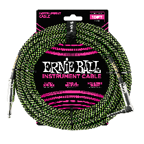 Ernie Ball 10' Braided Straight / Angle Instrument Cable - Black / Green