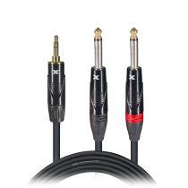 Prox PRXCMYP05X50 50PCS 5 Ft. Unbalanced 3.5mm. Mini-TRS to Dual TS-M High Performance Audio Y Cable