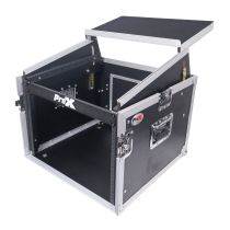 Prox PRT8MRLT 8U Vertical Rack Mount Flight Case with 10U Top for Mixer Combo Amp Rack with Laptop Shelf and Caster Wheels
