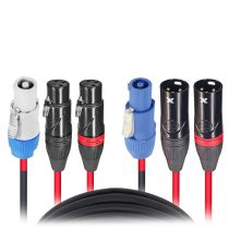 Prox PRXCPWC14DXLR75X4 4PCS 75' FT 14AWG Powerkon to Dual XLR Combo Link Jumper Cable