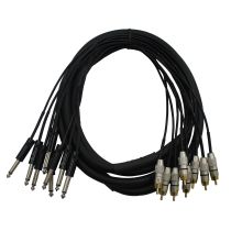 Prox PRXC8PR10X10 10PCS 10 Ft. Unbalanced 8-Ch 1/4&quot; TS to RCA Male Snake