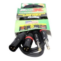 Prox PRXCDPXM05X10 10PCS 5&#039; Ft. High Performance Dual 1/4â€ TS Male to Dual XLR Male Unbalanced Audio Cable
