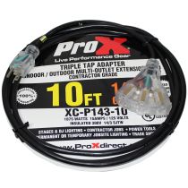Prox PRXCP14310X15 15PCS 10&#039; Ft. 120VAC NEMA 15 Male to 3 Outlet Female Power-Extension Cord 14 AWG