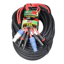 Prox PRXCPWC14DXLR100X2 2PCS 100&#039; Ft 14AWG Powerkon to Dual XLR Combo Link Jumper Cable