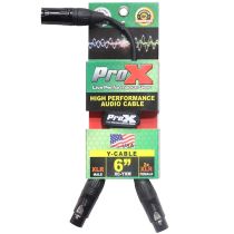 Prox PRXCYXM 6 In. Balanced XLR-M to Dual XLR-F High Performance Audio Y Cable