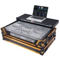 Prox PRXSDDJFLX10WLTFGLDLED Flight Style Road Case For Pioneer DDJ-FLX10 DJ Controller with Laptop Shelf 1U Rack Space and Wheel
