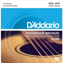 D'Addario EJ38 Phosphor Bronze Light 12-String Acoustic Strings .010-.047/.010-.027