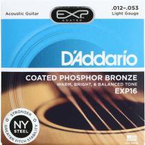 D'Addario EXP16 Coated Phosphor Bronze Light Acoustic Strings .012-.053