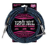 Ernie Ball 25' Braided Straight / Angle Instrument Cable - Black / Blue  