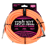 Ernie Ball 25' Braided Straight / Angle Instrument Cable - Neon Orange  