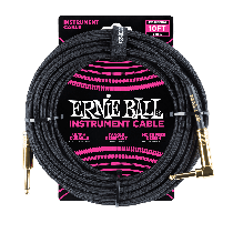 Ernie Ball 10' Braided Straight / Angle Instrument Cable - Black w/Gold Connectors