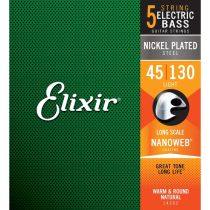 Elixir Strings 14202 Nanoweb Light Long Scale 5-String Electric Bass Strings