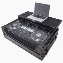 Prox PRXSDDJREV7WLTBL ATA Style Flight Case for Pioneer DDJ-REV7 DJ Controller with Laptop Shelf Wheels and 1U Rackspace Black Finish
