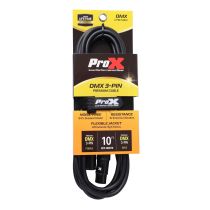Prox PRXCPDMX10 10 Ft. DMX XLR3-M to XLR3-F Premium Cable