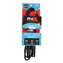 Prox PRXCDMX05 5 Ft. High Performance DMX Male 3-Pin to DMX Female 3-Pin Coupler Patch Cable