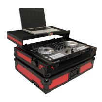 Prox PRXSDDJSR2LTRBLED ATA Flight Case For Pioneer DDJ-SR2 DJ Controller with Laptop Shelf and LED  - Black Red