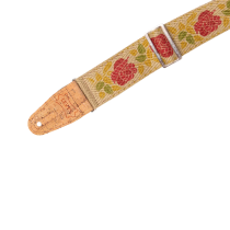 Levy's Hemp Guitar Strap - Rose Motif - Pink And Red