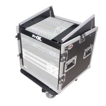 Prox PRT12MRSS 12U Vertical Rack Mount Flight Case with 10U Top for Mixer Combo Amp Rack with Caster Wheels