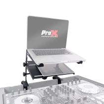 Prox PRTULPS200 Universal Portable Desktop Laptop Stand with 2nd Tier Shelf and Mounting Clamps for DJ Cases