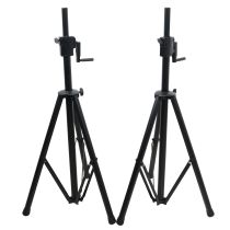 Prox PRTSS21CX2PKG 6' Ft Twin Pack Professional Telescoping Crank Up Speaker Stand Set with Carrying Bag Black Finish
