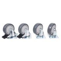 Prox PRXCASTER4BLK100X80 Set of (4) Black Replacement 4 inch Industrial Grade Caster Wheels - Plate 3.93 x 3.14 in. for Mixing Boards, TV Cases, MH140,