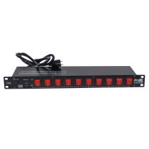 Prox PRXPC10USB 10 Way Edison AC Power 1U Rack Mountable Power Strip 15A Breaker On Off LED Toggle Switches