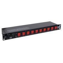 Prox PRXPC10USB 10 Way Edison AC Power 1U Rack Mountable Power Strip 15A Breaker On Off LED Toggle Switches