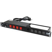 Prox PRXPC4XLRUSB 4 Way Powerkon to Edison AC Power 1U Rack Mountable Power Strip 5x Punched D-Series 15A Breaker On Off LED Toggle Switches