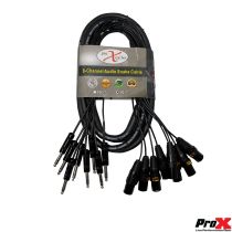 Prox PRXC8SXM10 10' Ft High-Performance 8-Channel Snake Cable XLR-M TO 1/4" TRS Balanced Audio Cable