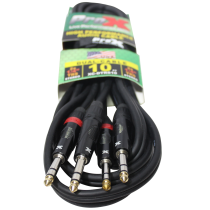 Prox PRXCDTRS10 10 Ft. Balanced Dual 1/4" TRS-M to Dual 1/4" TRS-M High Performance Audio Cable