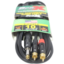 Prox PRXCPYR10 10 Ft. Unbalanced 1/4" TS-M to Dual RCA-M High Performance Audio Y Cable