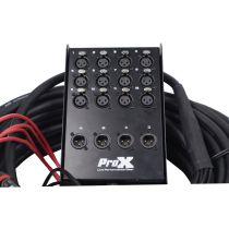 Prox PRXCSB124XLR100 100 Ft. XLR Stage Recording Extension Box Snake 12 XLR-F Send Inputs 4 XLR-M Effects Return